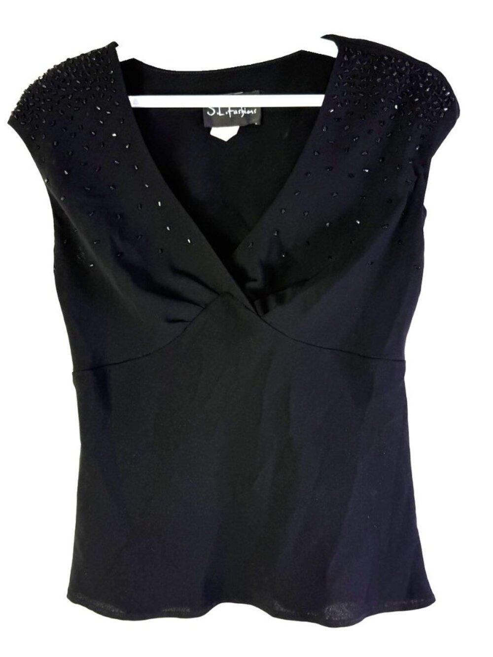 Vintage Y2K Baby Doll Top Shirt Black Embellished Whimsigoth